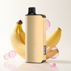 Alibarbar Ingot 9000 Puffs Vape Descartável Sabor Banana Buzz, 22ml, 2350mAh, LED