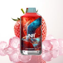 JNR Falcon 16000 Puffs Vape Morango Gelo, 850mAh, 22ml, Dual Mesh, Tipo C/Lightning, LED, 0%/2% Nic