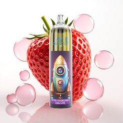 JNR Rocket-X 12400 Puffs Vaporizador Descartável Morango Uva com Fluxo de Ar Ajustável, Luzes RGB, Bateria 850mAh