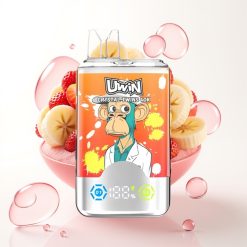 UWIN Crystal Twins 40000 Puffs Sabor Morango Banana Amor 66, 32ml, 0.6 Ohm, Bateria 850mAh, Tipo-C