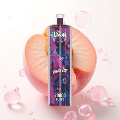 Uwin Shisha Hookah Crystal 20000 Puffs Pêssego Gelo 22ml 650mAh Type-C Mesh Coil 0-5% Nicotine