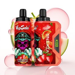 VapSolo VIKING 12000 Puffs 22ml Morango Melancia Display LED Tipo-C 20/50 mg/ml