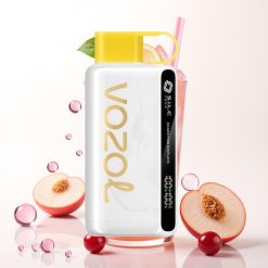 VOZOL STAR 9000/12000 Disposable Vape Cereja Pêssego Limonada - 650mAh, Recarga 30% Mais Rápida, S.i.L.C TECH, Proteção do Bocal